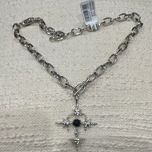 Silver Chain Necklace with Star Pendant with cross